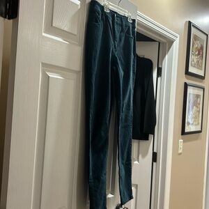 White House Black Market Teal Velvet High Rise Skinny Pants